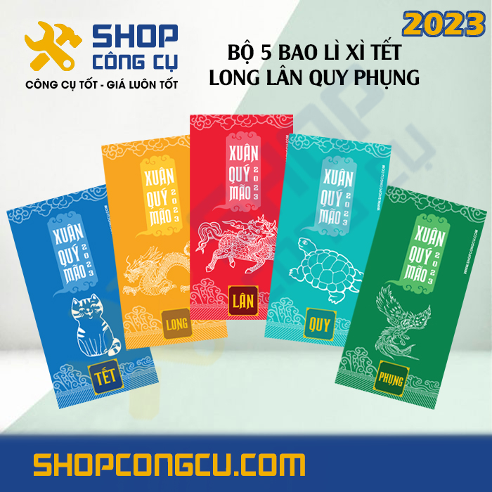 Bộ 5 bao lì xì tết Long Lân Quy Phụng BLX001