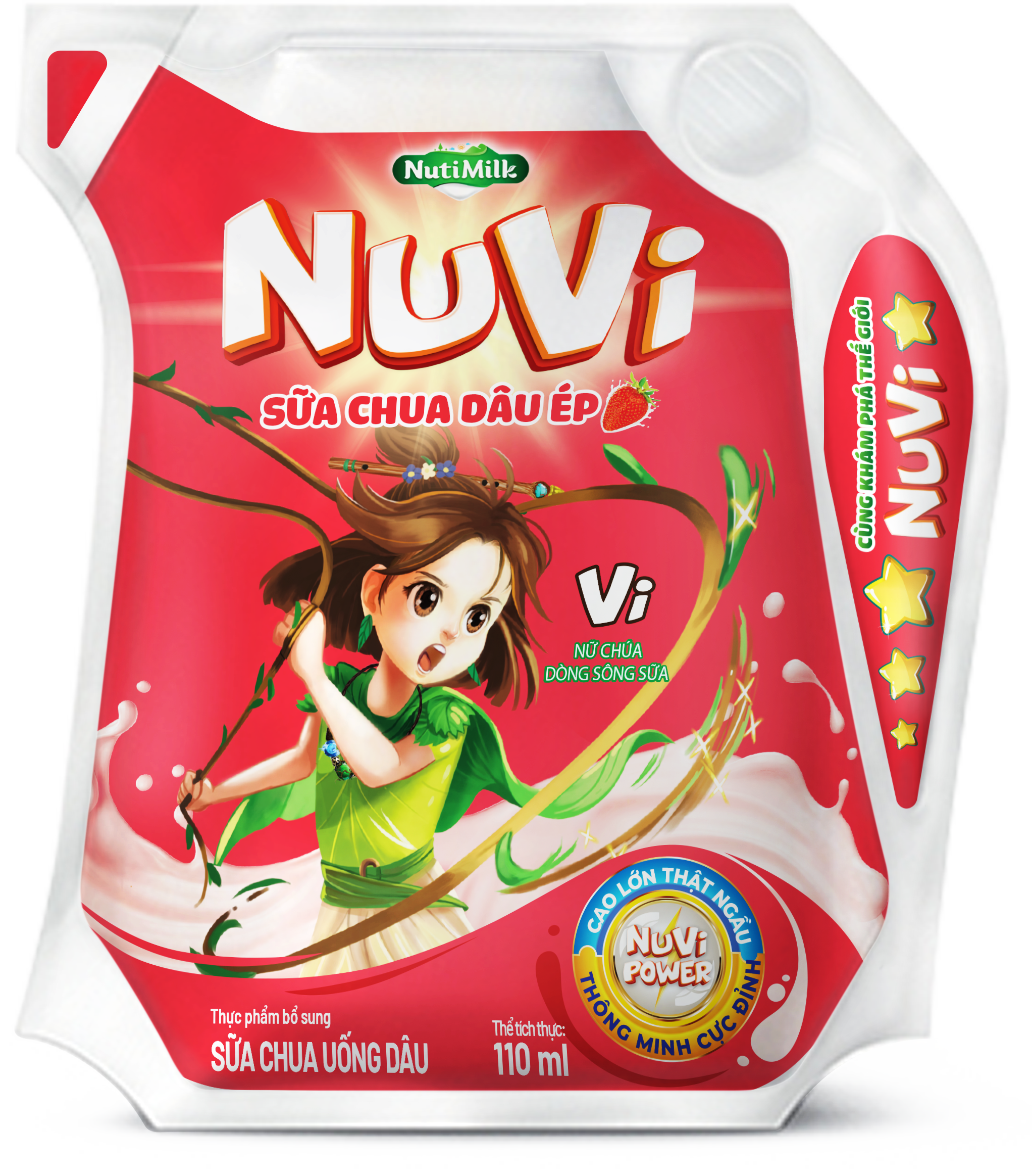 Thùng 24 túi NuVi Sữa chua Dâu Ép túi NuVi Power 110 ml TU.NDT110TI NUTIFOOD