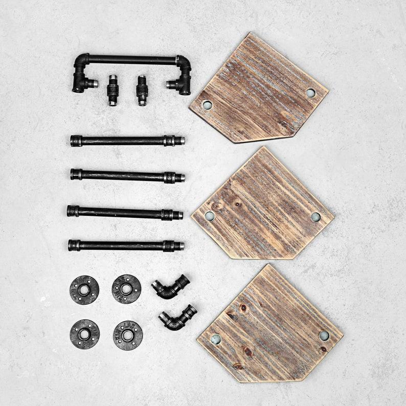 Kệ ống nước treo tường vintage, kệ ống nước 3 tầng trang trí chất liệu ống sắt decor phòng đẹp, quán cà phê,