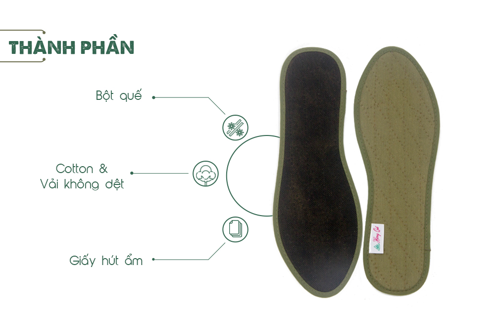 Lót giày quế vải cotton Hương Quế CI-14 làm từ vải cotton - bột quế giúp hút ẩm - khử mùi - phòng cảm cúm và cải thiện sức khoẻ 