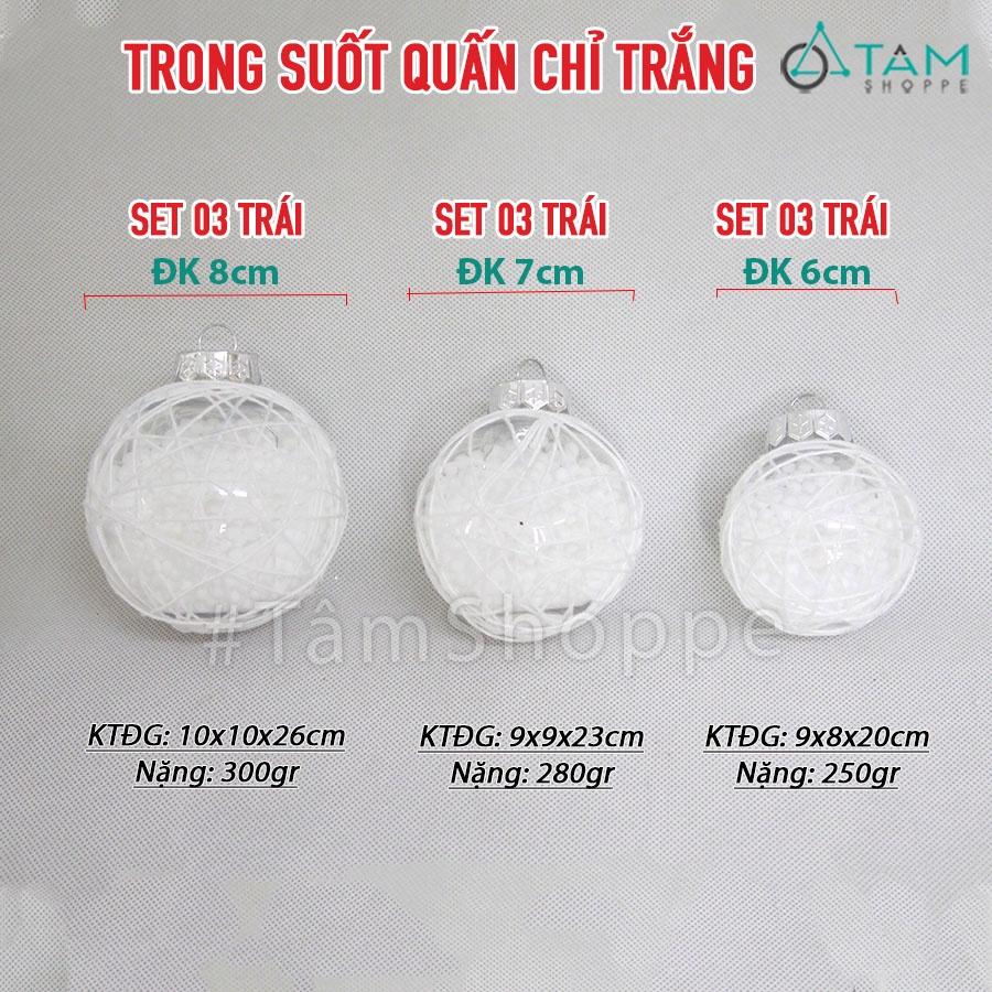 Set 3 trái châu trang trí noel họa tiết thủ công X-TRCH-22