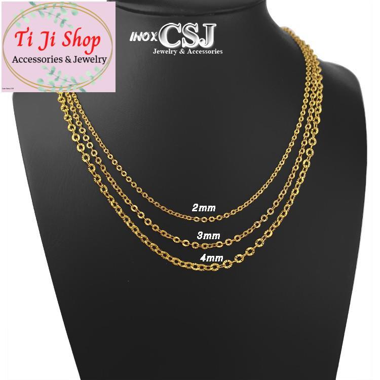 DÂY CHUYỀN CHỮ CONG INOX MẠ VÀNG CHẠM CHIẾU D - siêu đẹp,
