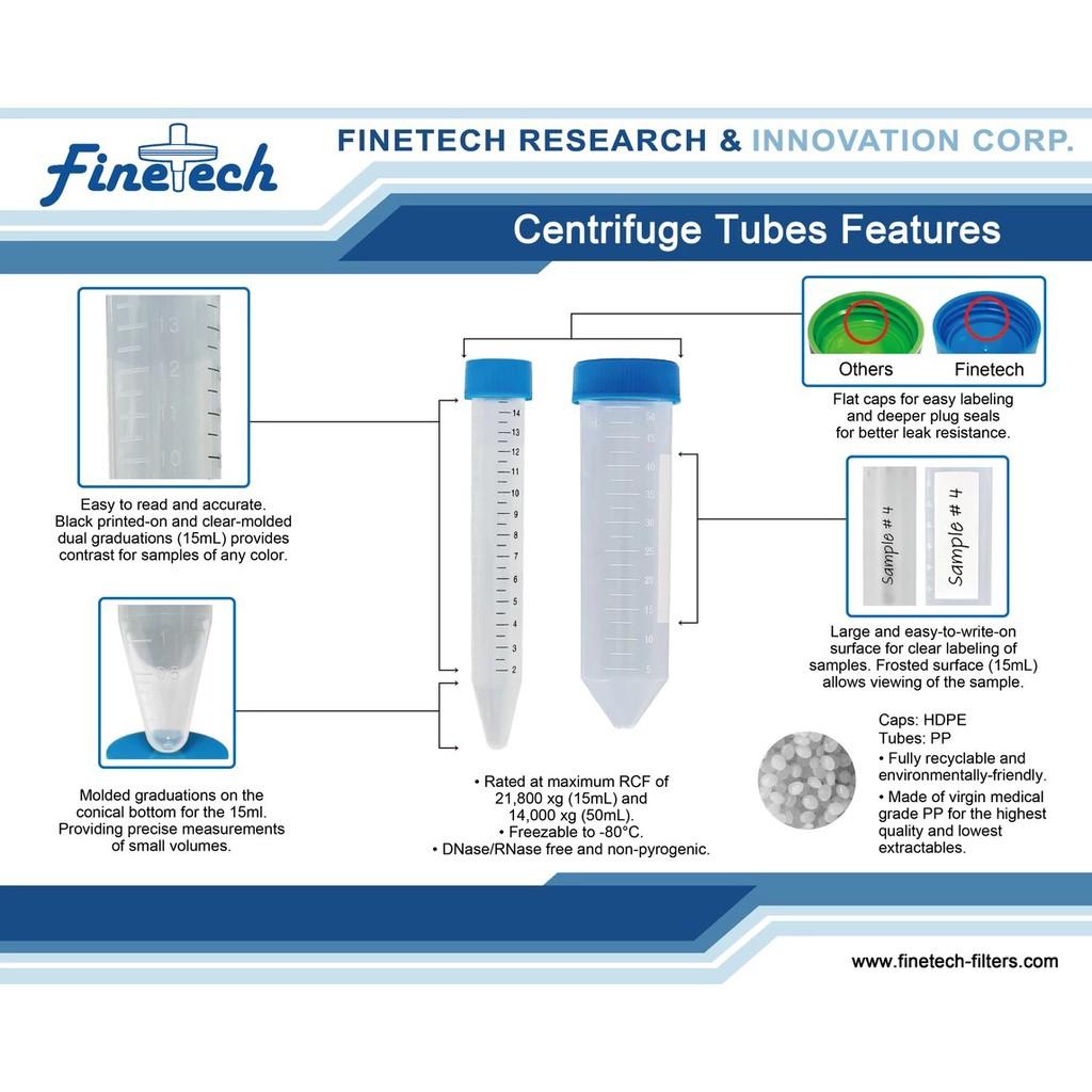Ống ly tâm Tiệt Trùng 15ml Finetech (túi 25 cái)