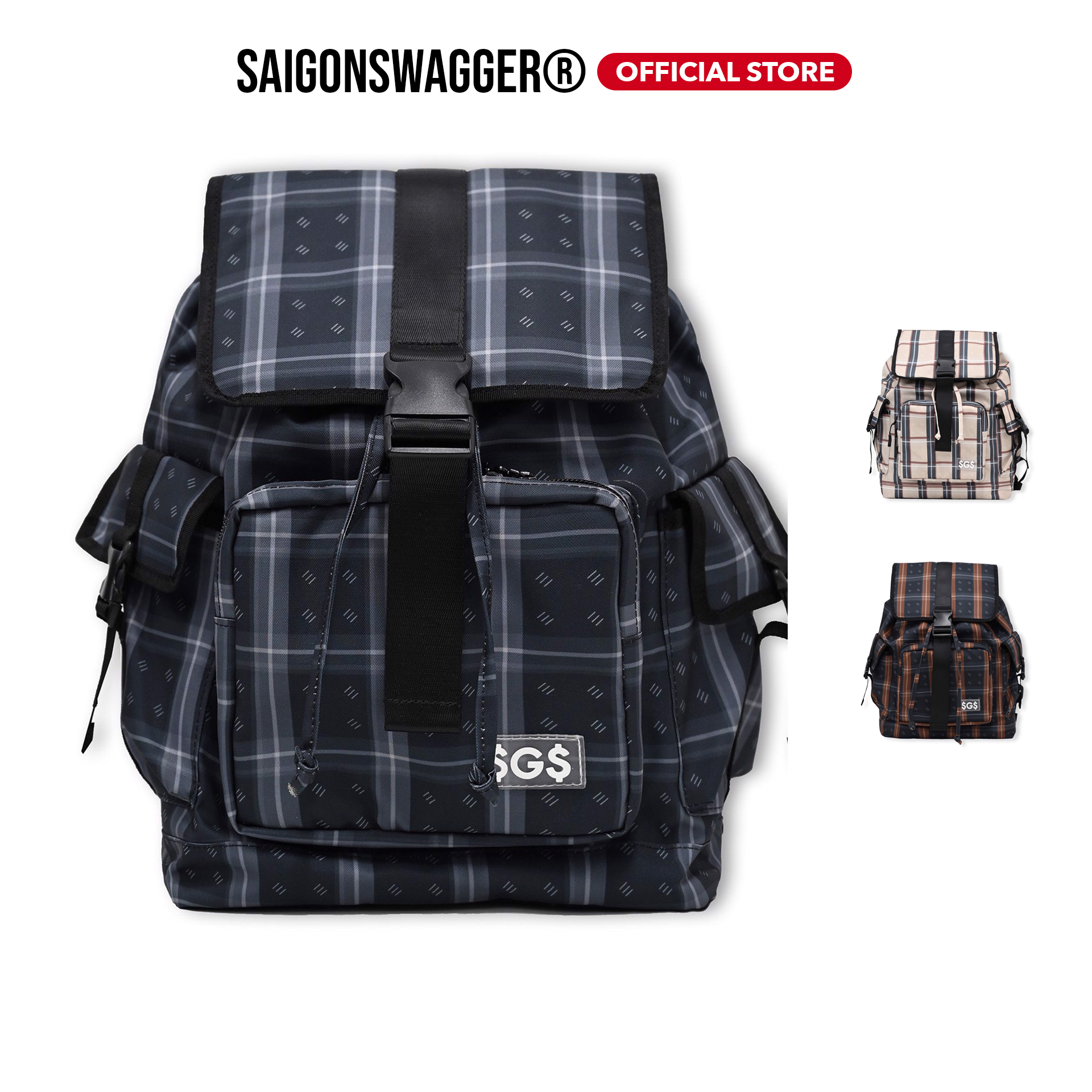Balo Họa Tiết Sọc SAIGON SWAGGER SGS Icon Tartan Backpack-Ngăn Chống Sốc Laptop