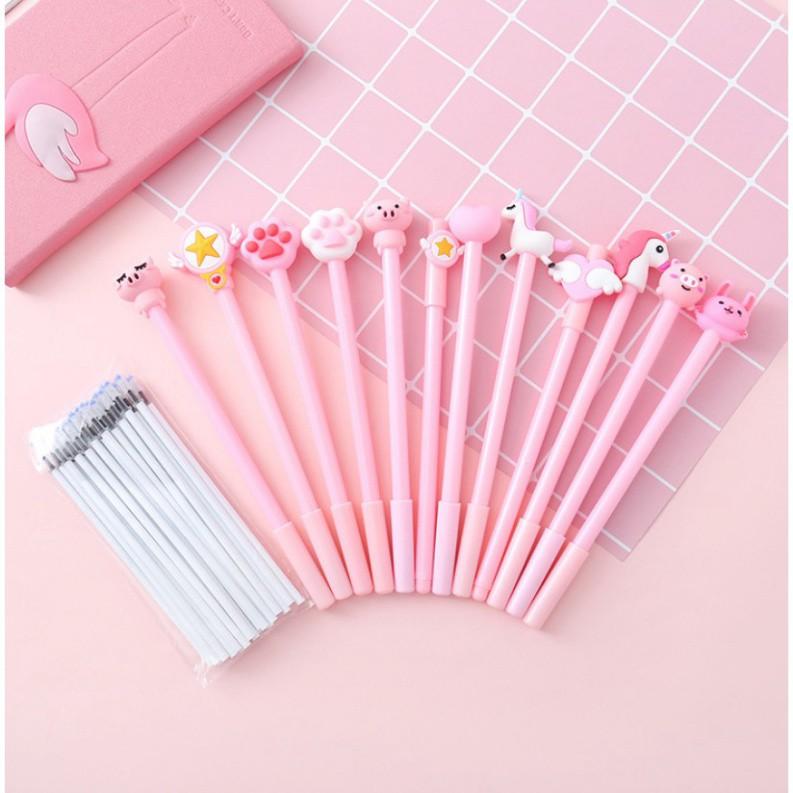 Bộ 5 bút hồng kèm 10 ngòi nước xinh