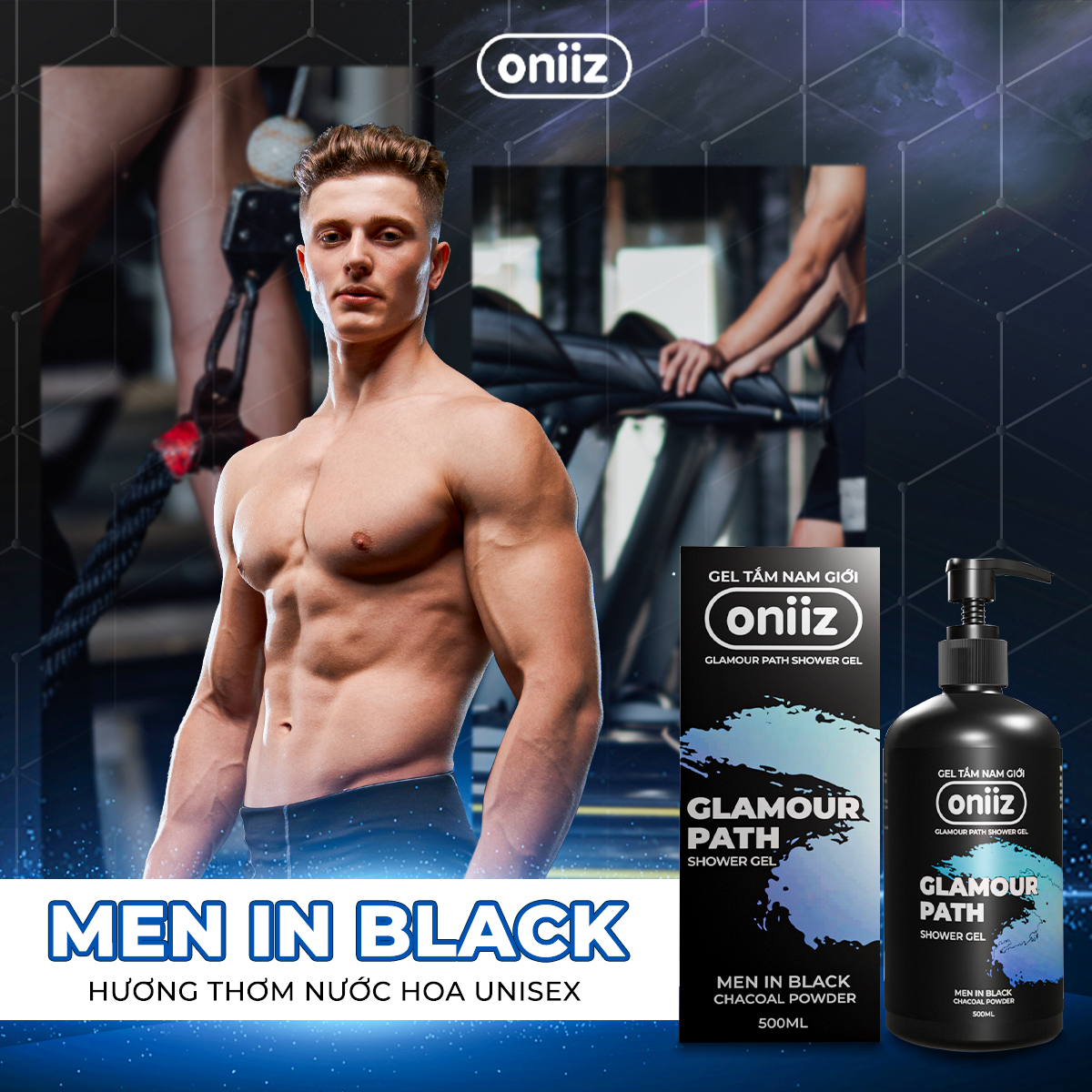 Sữa tắm hương nước hoa Oniiz, Gel tắm Bel Homme & Men In Black hương thơm hiện đại, nam tính 500ml