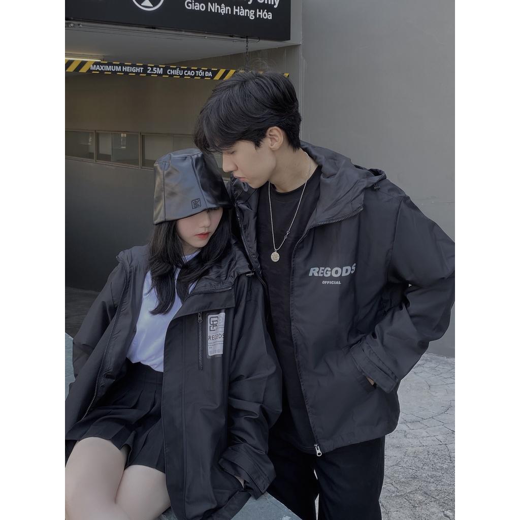 Áo Khoác Dù In Phản Quang REGODS unisex form rộng