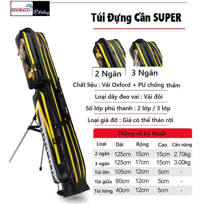 Bao Đựng Cần Câu Cá Cao Cấp Super 125cm TCC02 Dung Tích Lớn Siêu Bền - Sanami Fishing