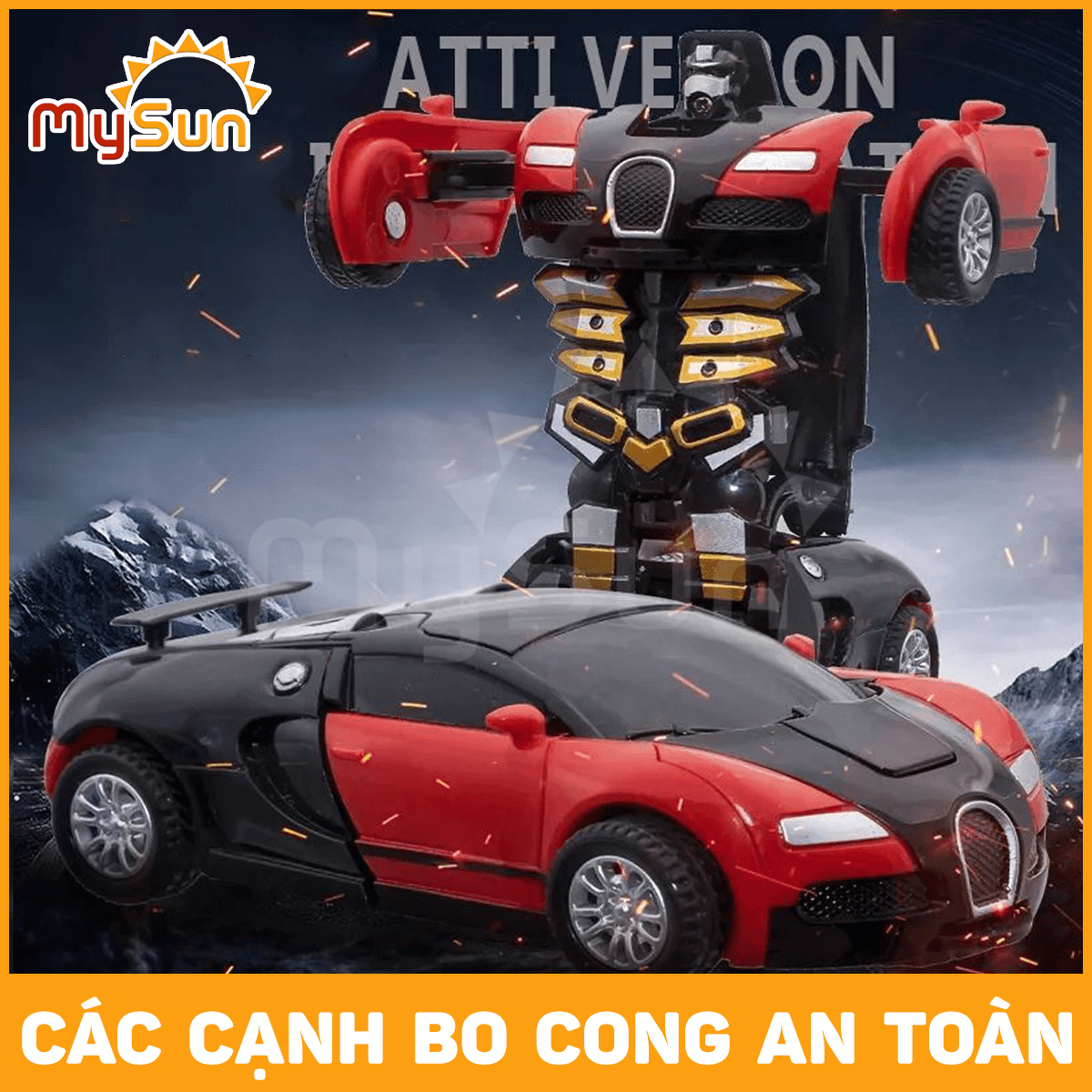 Xe ô tô biến hình robot rô bốt đồ chơi mô hình oto cho bé MySun