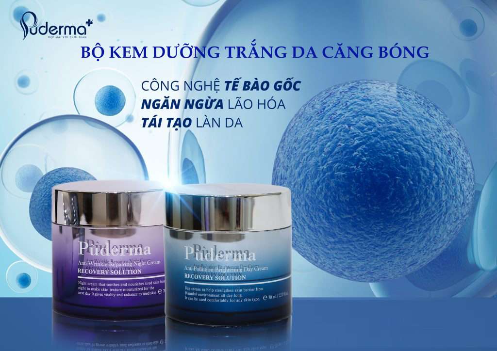 Bộ Kem Dưỡng Trắng Da Ngày và Đêm Puderma: Nâng Cơ, Chống chảy xệ, Giảm nếp nhăn, bật tone trang điểm.