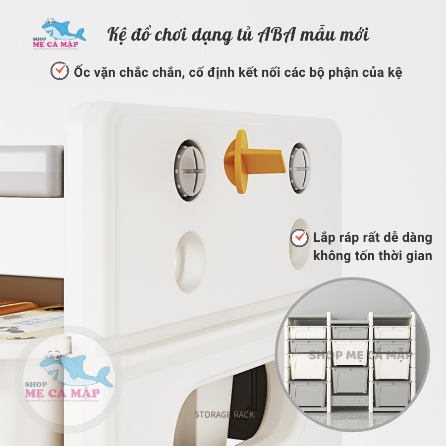 Kệ để đồ chơi cho bé dạng tủ ABA sản phẩm dày dặn chắn chắn, nhựa nguyên sinh an toàn không mùi