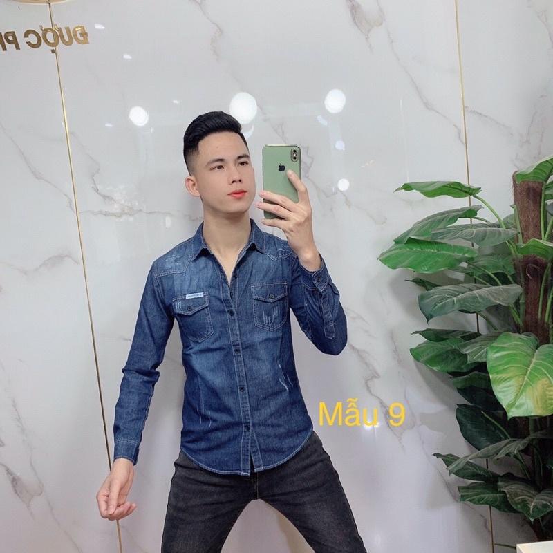 Áo sơ mi bò nam xanh/ áo jeans nam xanh 2021