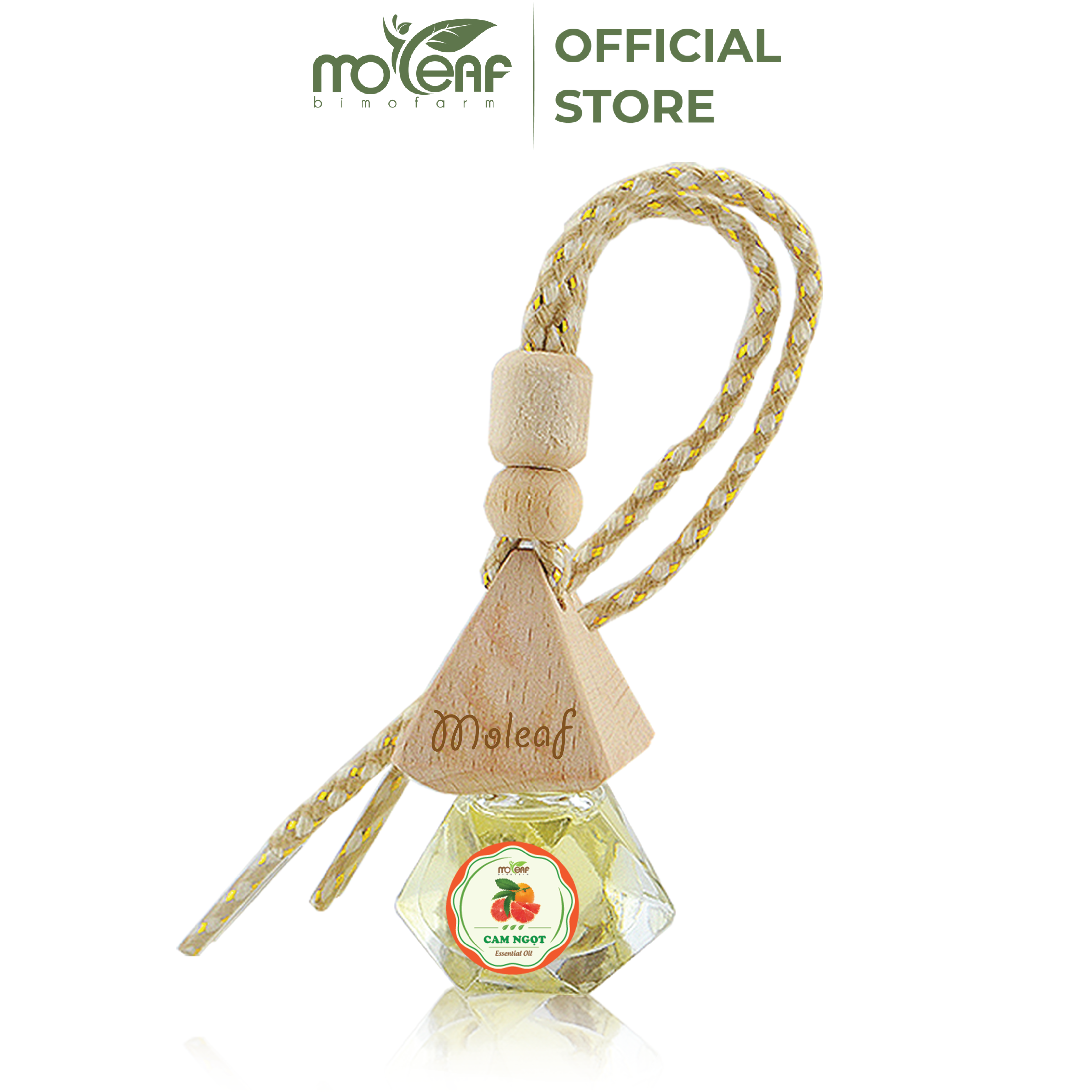 Dây treo tinh dầu Moleaf 7ml, Sả Chanh, Tràm gió, Bạc Hà, Cam Ngọt, Oải Hương, Ngọc Lan Tây, Vỏ Bưởi, Vỏ Quế, nước hoa xe ô tô, tủ quần áo, phòng khách, nhà bếp