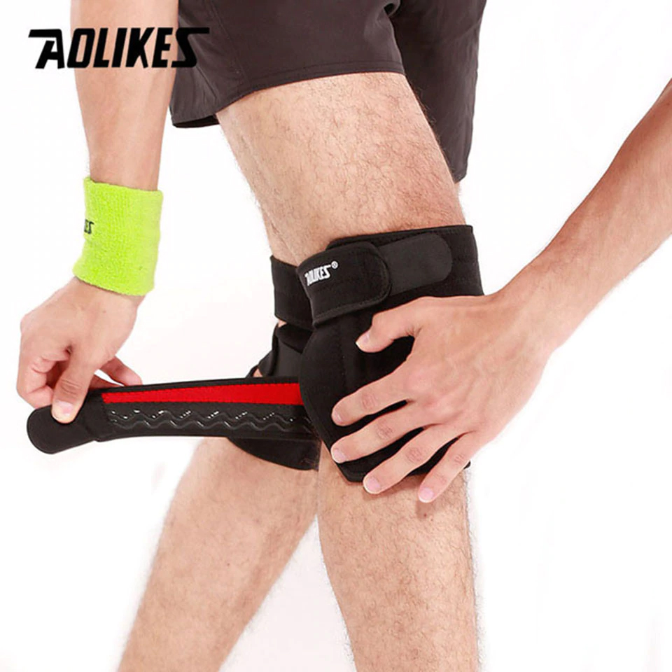 Bộ 2 đai bảo vệ đầu gối có lò xo hỗ trợ xương bánh chè Four spring Sport knee protector Aolikes YE-7618