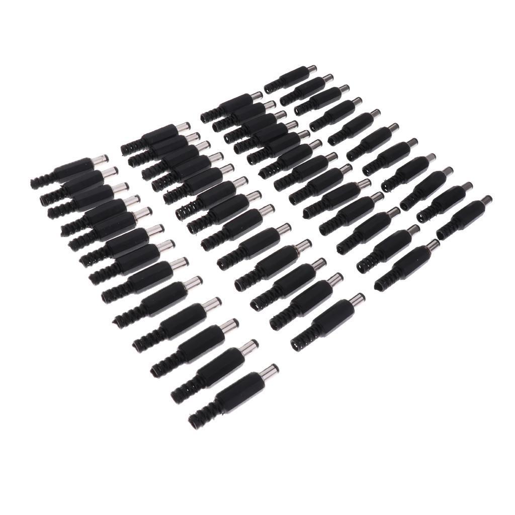 50pcs 2.5*5.5mm 2.5mm DC Power Male Plug Soldering Connector Plastic Cover Black