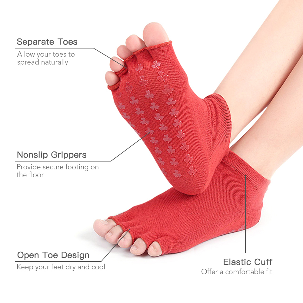 Vớ Yoga cotton hở ngón không trơn trượt, Vớ thể thao