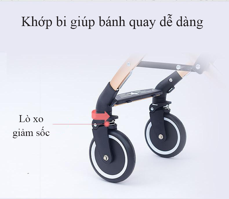 Xe đẩy du lịch siêu nhẹ hợp kim nhôm chịu lực, xe đẩy em bé, xe đẩy gấp gọn (xám)