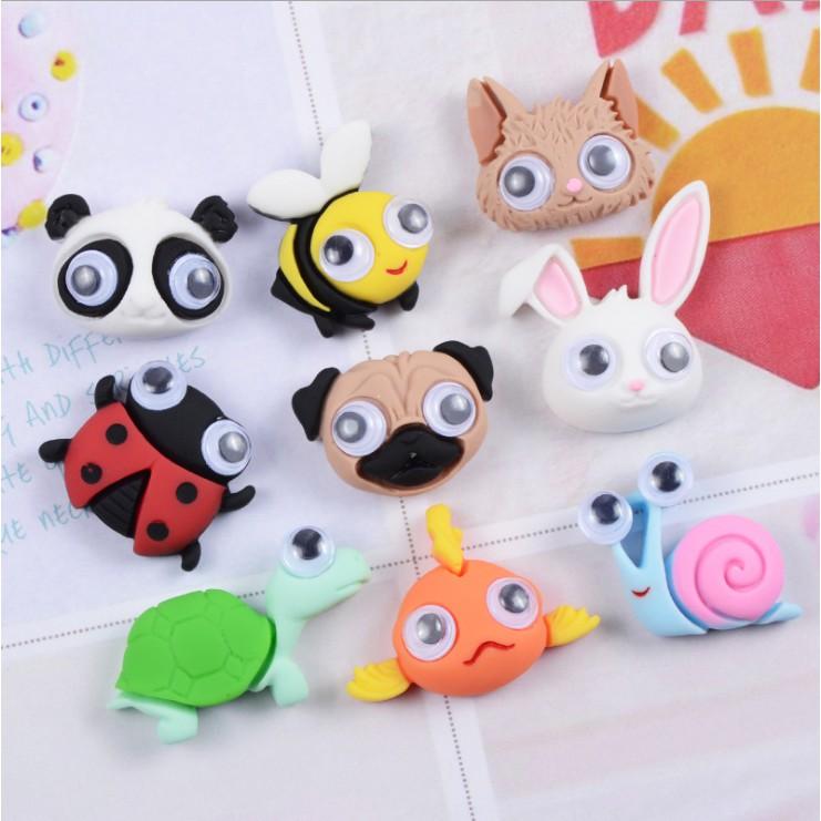*HN* Charm mặt thú mắt lúc lắc cho các bạn trang trí vỏ ốp điện thoại, dán Jibbitz, DIY