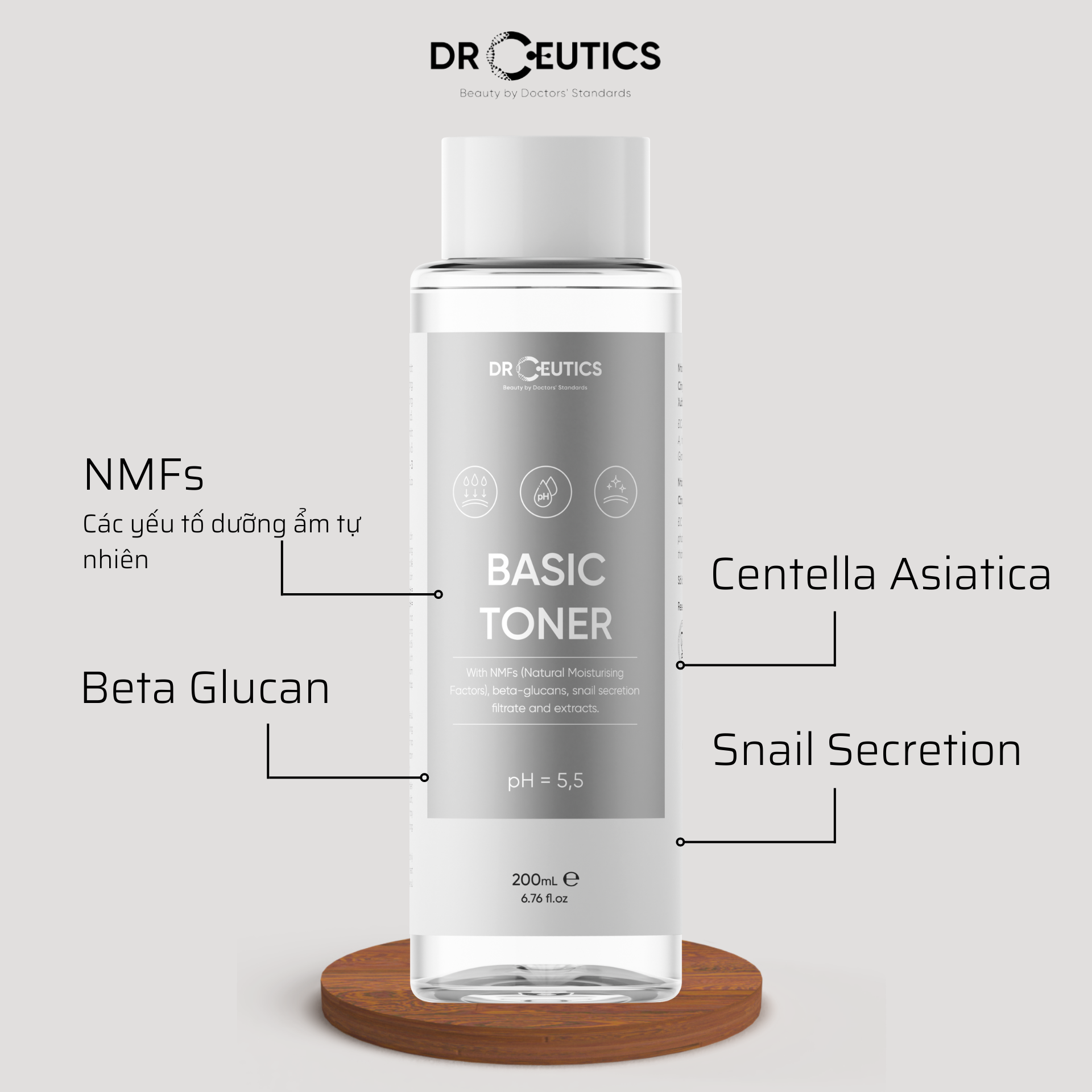 DRCEUTICS Basic Toner Cấp Ẩm Cho Da Dầu (200ml)