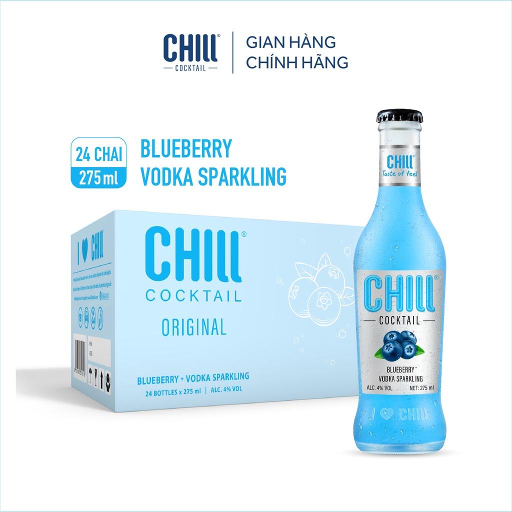 Thùng 24 chai Chill Cocktail Blueberry Vodka Sparkling 275ml/chai