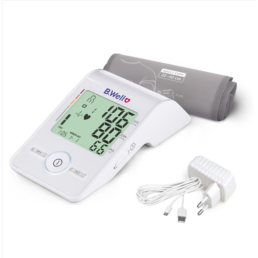 Máy đo huyết áp cao cấp B.Well Med 55 (Nhập khẩu 100% từ Thụy Sĩ) _Có tặng kèm adaptor chính hãng 100%