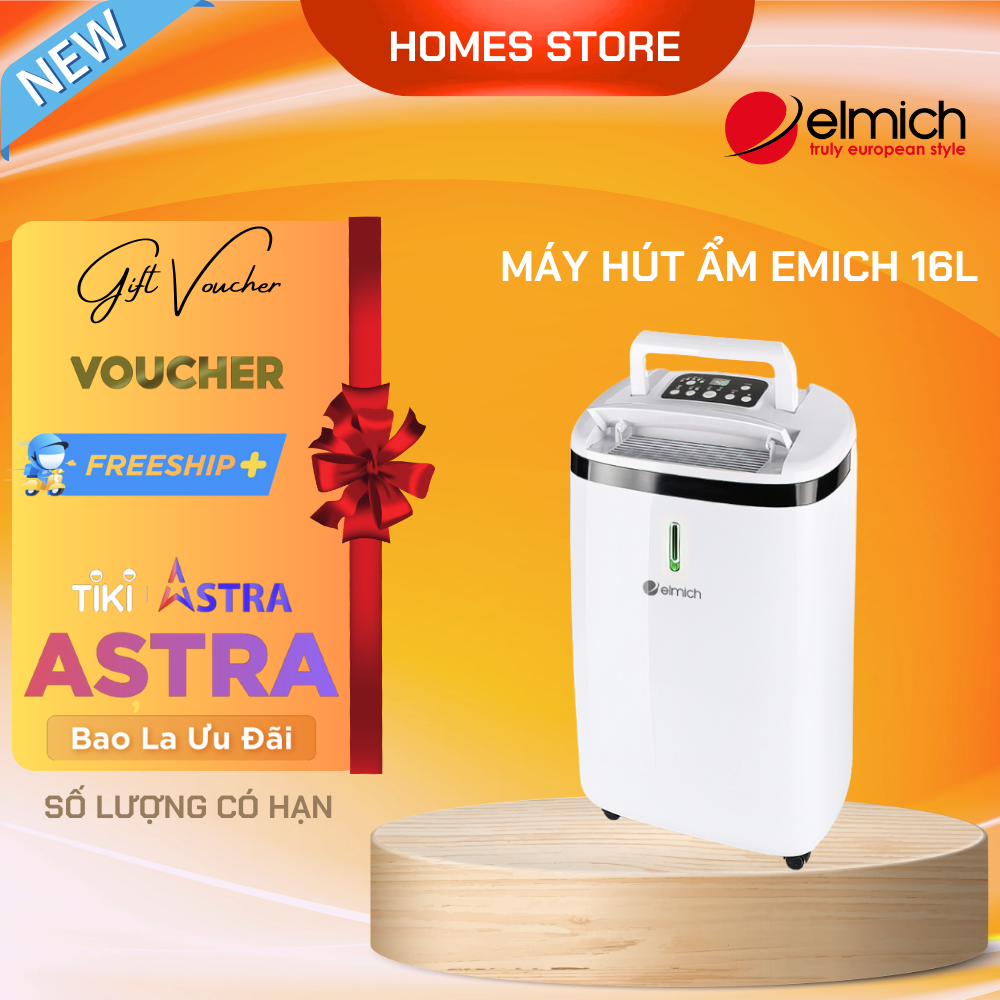 Máy Hút Ẩm ELMICH DE-3922 Kiêm Lọc Không Khí - Thương Hiệu Séc Dung Tích 16 Lít Diệt Khuẩn 99% Phù Hợp Không Gian 30-35 m2, Công Suất 230 W - Hàng Chính Hãng