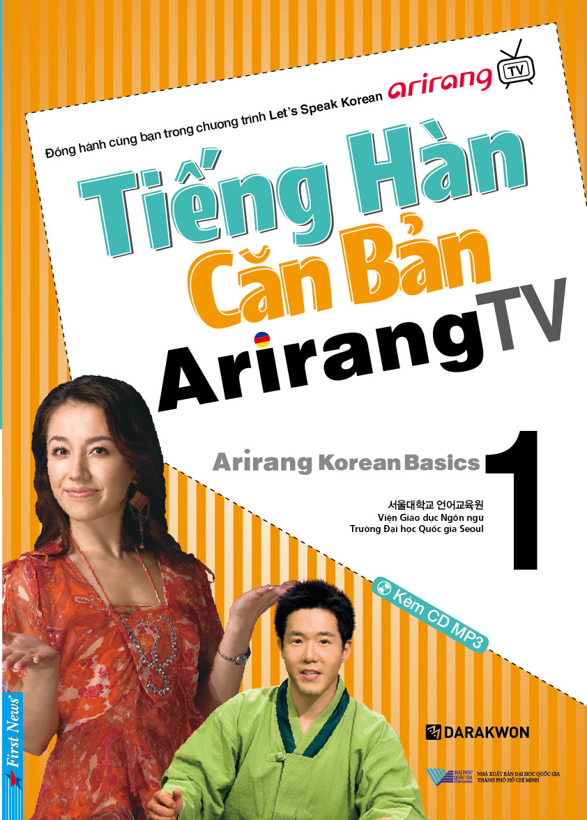 Bộ sách luyện giao tiếp tiếng hàn căn bản (Tiếng Hàn Căn Bản Arirang TV tập 1 +2) + CD