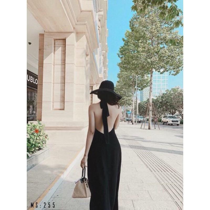 Đầm maxi cổ yếm hở lưng siêu xinh FREESIZE