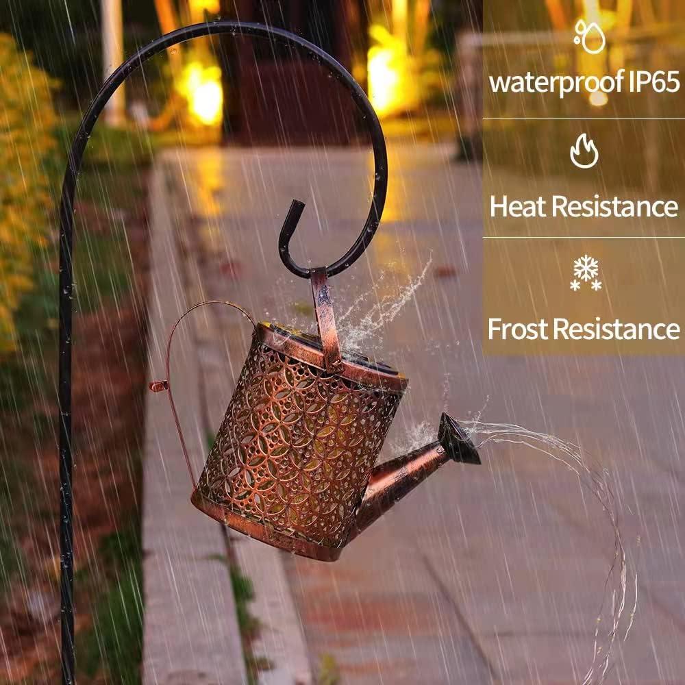 Bình tưới năng lượng mặt trời có đèn dây, Đèn tưới năng lượng mặt trời treo bằng kim loại nứt kiểu cổ điển, Trang trí sân vườn không thấm nước cho lối đi, sân, lối đi, lối đi, cây