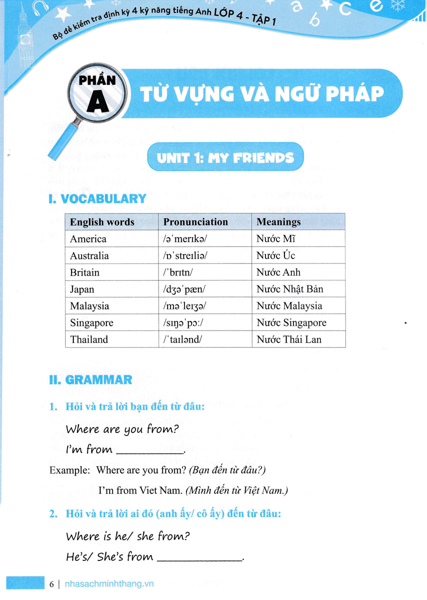 Bộ Đề Kiểm Tra Định Kỳ 4 Kỹ Năng Tiếng Anh Lớp 4 - Tập 1 _MT