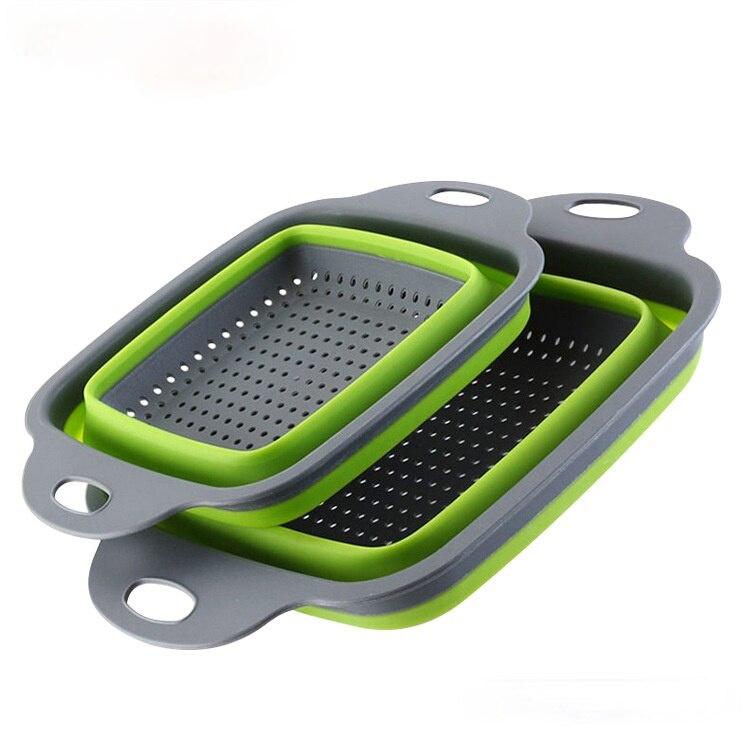 Colander Dish Drainer Foldable Strainer Fruit Vegetable Washing Basket Silicone Colander Collapsible Drainer Kitchen Tools