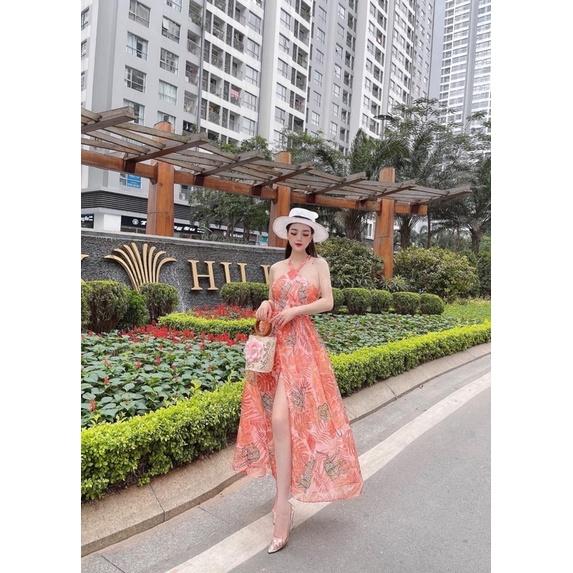 Váy Maxi Hoa Đan Dây Lưng Sexy Có Ảnh Thật Kèm Video