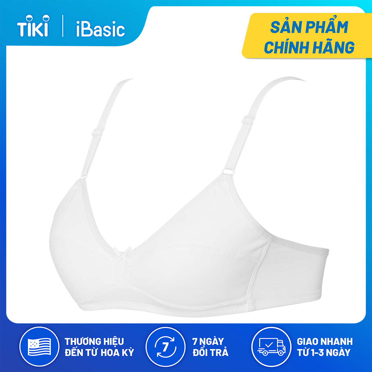 Áo Ngực Học Sinh Không Gọng Cotton Ibasic Brat018 - Trắng - 36A