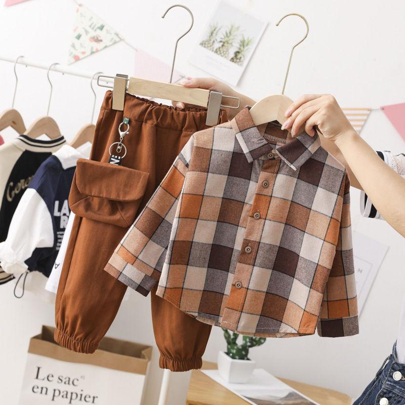 Kẻ Sọc Thời Trang Trẻ Em Bộ Ấm Sang Trọng Cao Cấp Áo Sơ Mi + Quần Bé Trai Quần Áo Bộ Quần Áo Dài Tay Trẻ Em Tracksuits Bé Trai đảng Áo Khoác