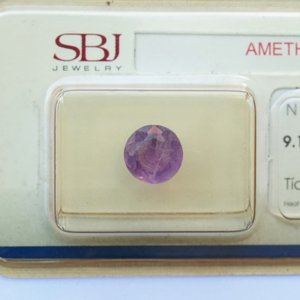 Mặt đá thạch anh tím Amethyst tự nhiên mài giác tròn