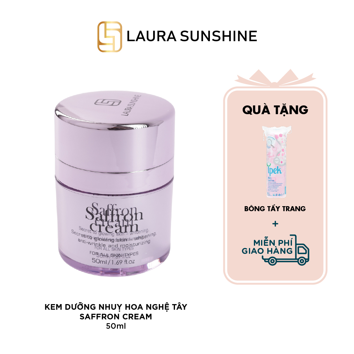 Kem dưỡng nhụy hoa nghệ tây Hàn Quốc 50ml - Saffron Cream - Laura Sunshine - Nhật Kim Anh