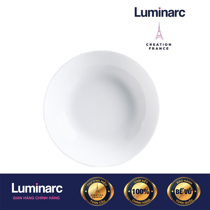 Bộ 6 Đĩa Sâu Thuỷ Tinh Luminarc Diwali Trắng 20cm - LUDIN3605