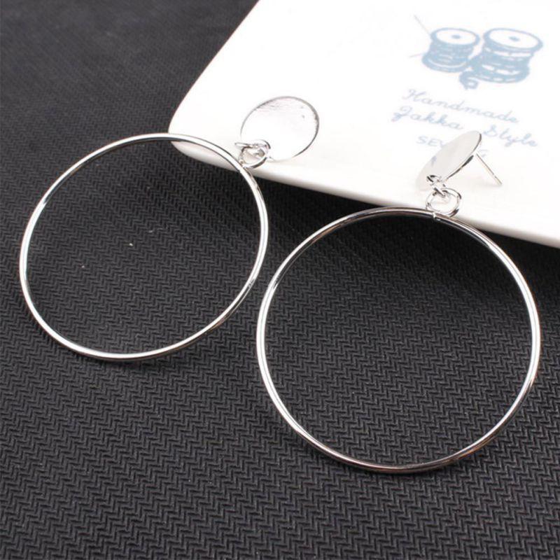 Hoa tai hình vòng tròn lớn hợp kim thời trang cho nữ