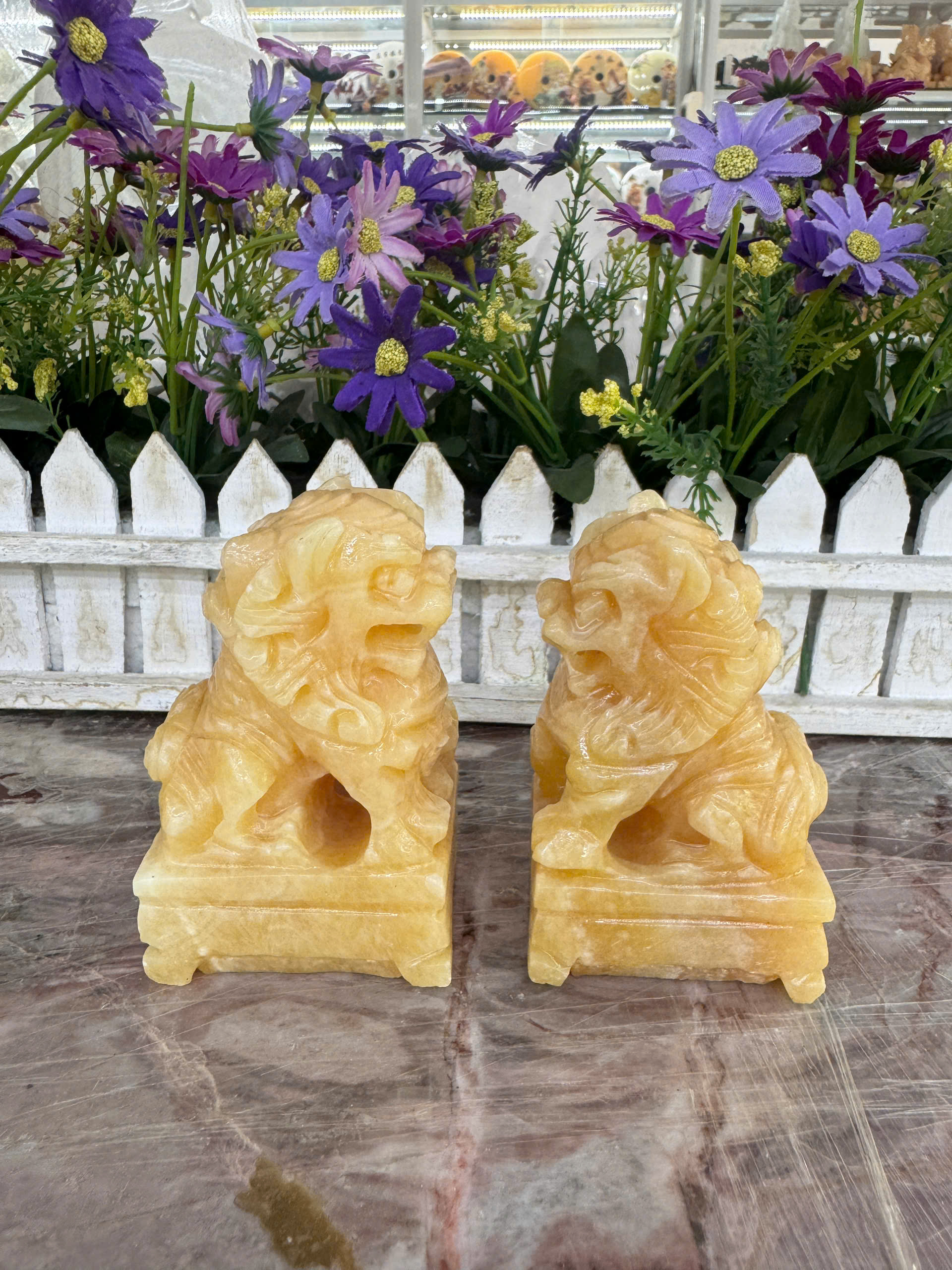 Cặp tượng Kỳ Lân phong thủy đá ngọc - Cao 10 cm