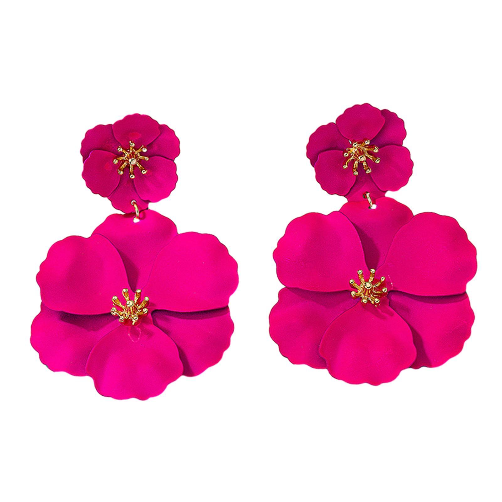 Flower Dangle Earrings Drop Earrings Matte Bohemian Chic Metal Stud Earrings Floral Petal Earrings for Engagement Women Girls