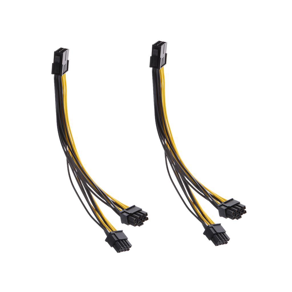 2pcs 8pin Express to 2 x PCIe 8  pin Graphics Video Card Splitter Cable
