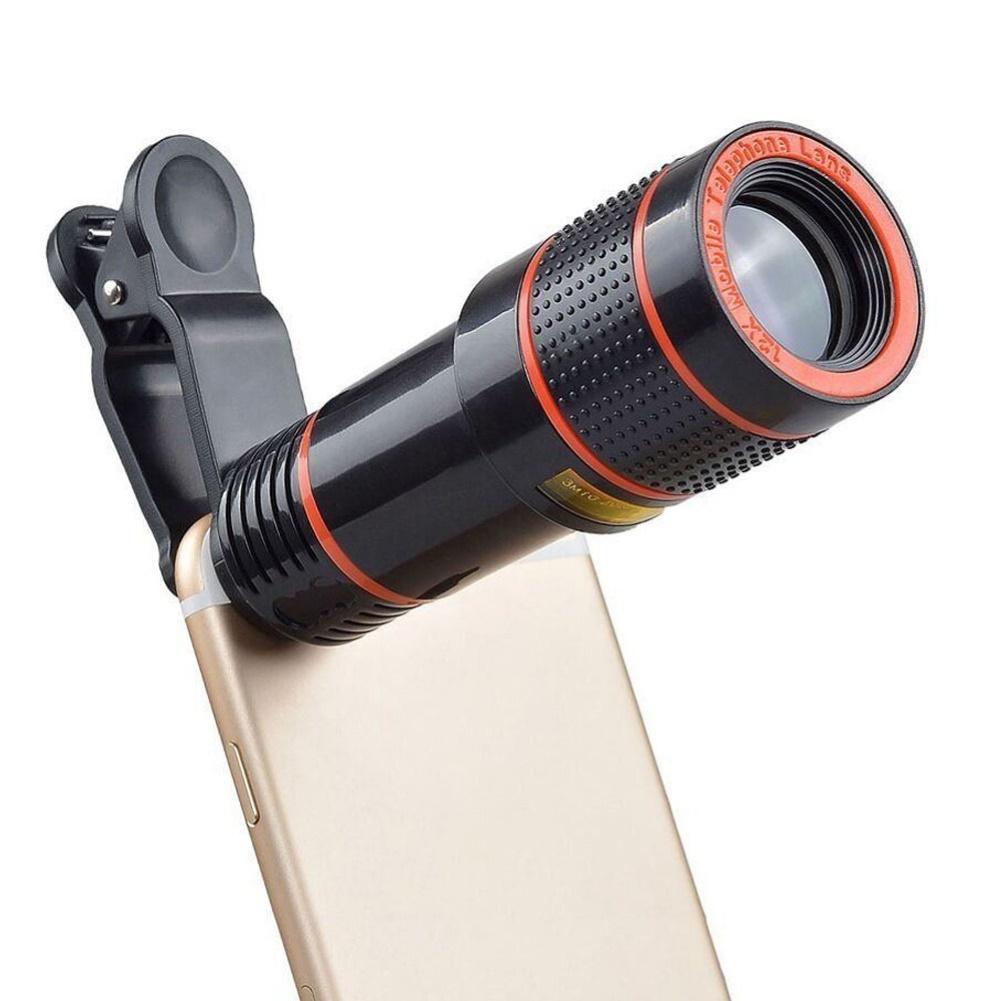 【ky】Universal 12X Zoom High Clarity Telescope Telephoto Mobile Phone Camera Lens with Clip