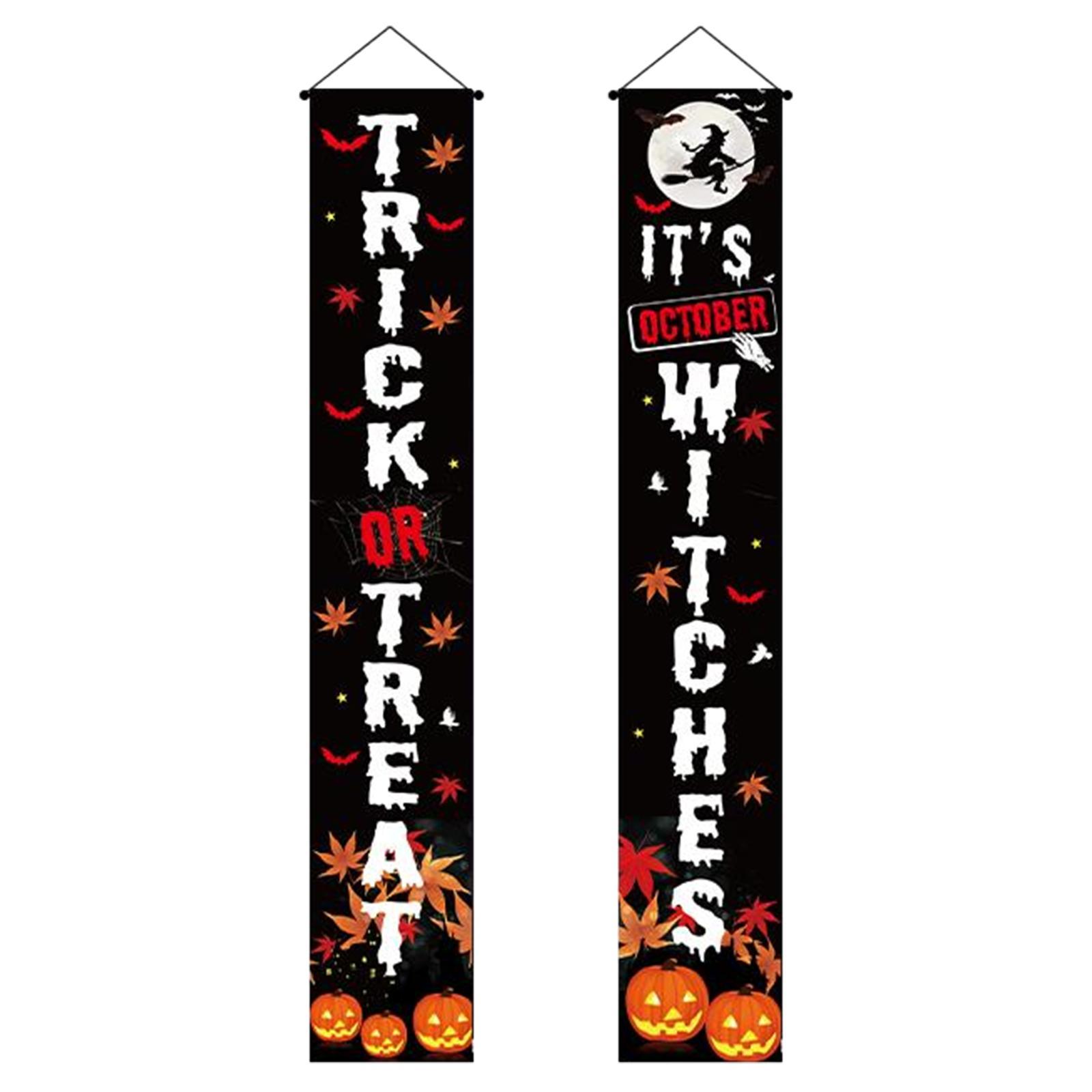 Hanging Banners Halloween Couplet Scary Decorative Sign Outdoor Flag for Party Carnival Haunted House Front Door Outside Yard