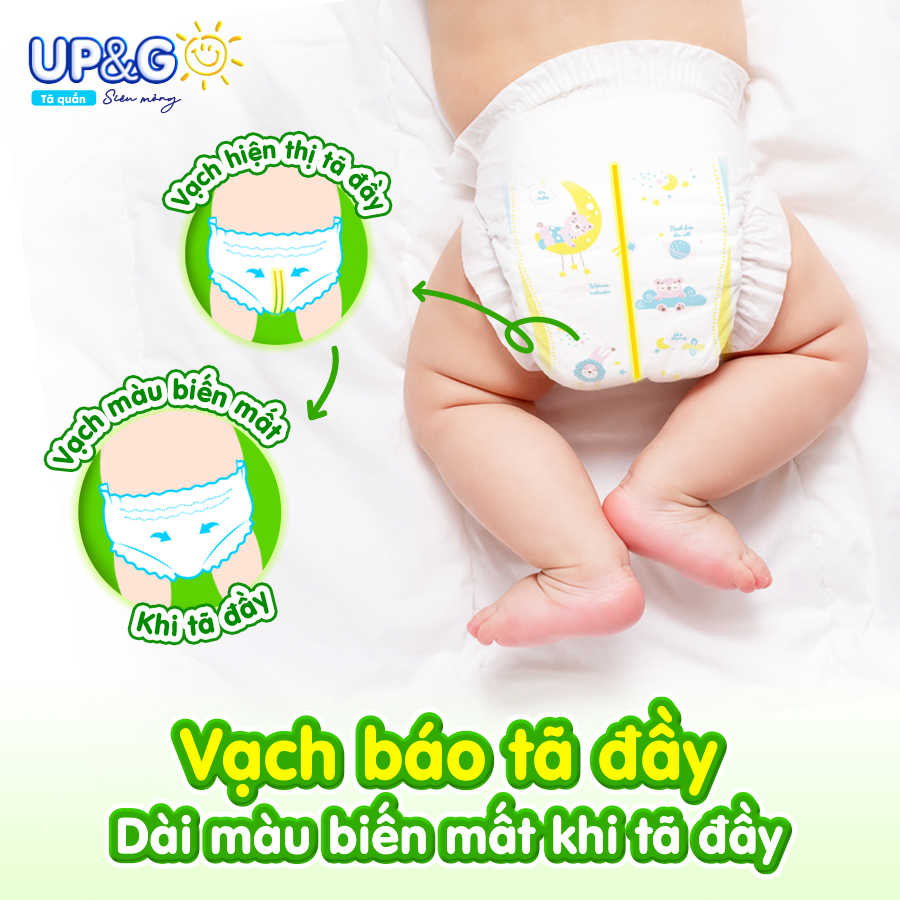 Tã/ Bỉm Quần Em Bé Siêu Mỏng Up&amp;Go Lõi Nén 2mm Siêu Mềm Mại, Siêu Khô Thoáng, Siêu Thấm Hút Size S/M/L/XL