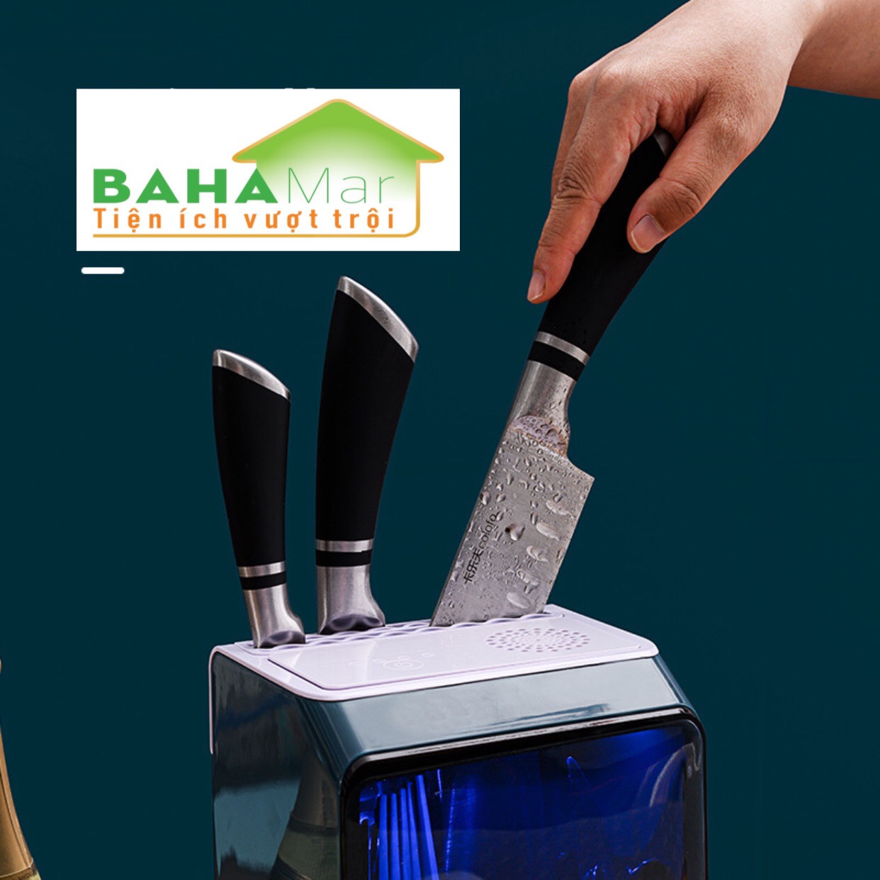 HỘP TREO THÔNG MINH KHỬ TRÙNG DIỆT KHUẨN CHO DAO, ĐŨA THÌA CÓ NẮP ĐẬY "BAHAMAR" diệt 99,99% vi khuẩn gây hại cho đường tiêu hóa và sức khỏe con người
