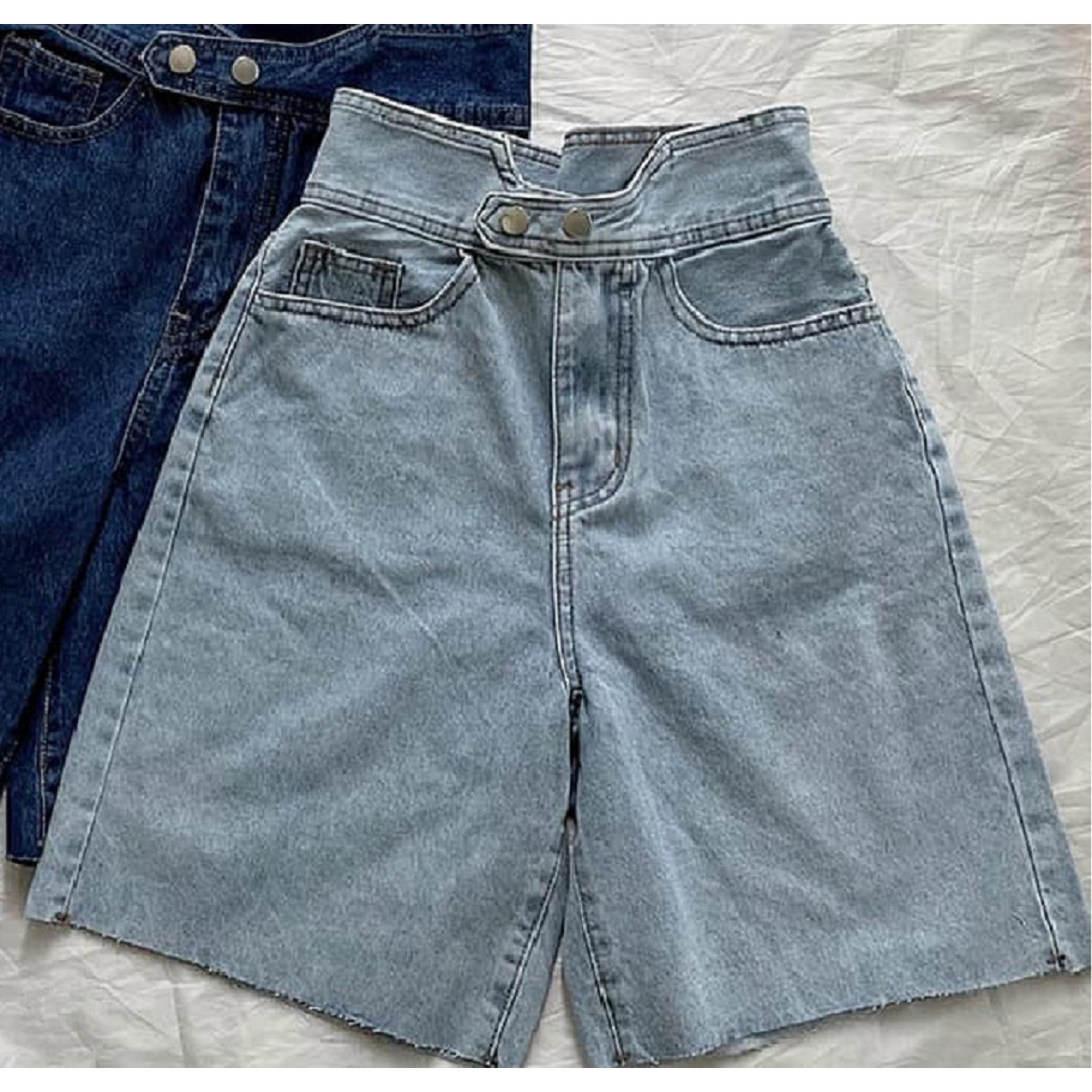 QUẦN SHORT JEAN NGỐ NỮ LƯNG CAO 2 NÚT