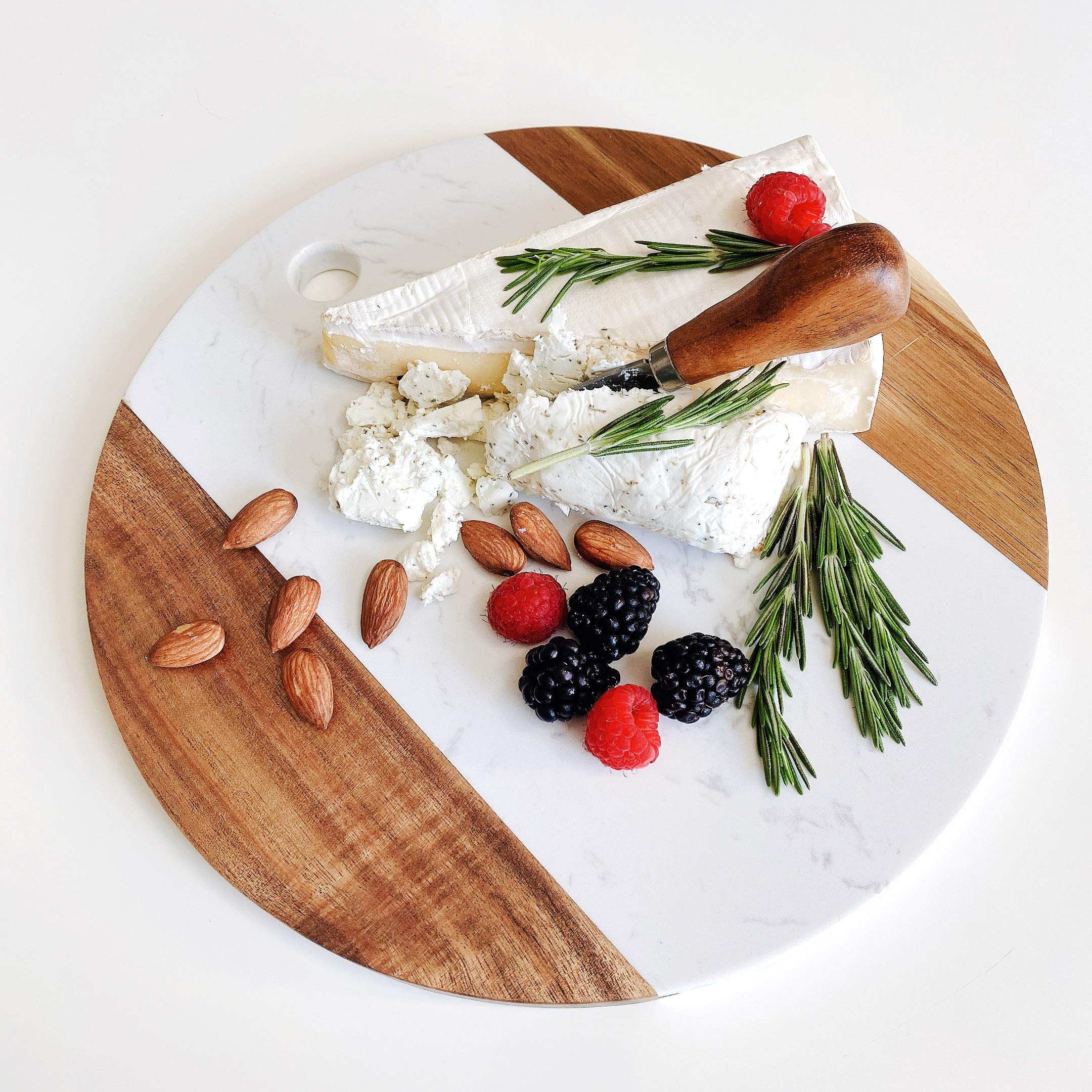 Thớt bằng đá cẩm thạch 12inch Marble Cheese Board with Acacia Wood Accent