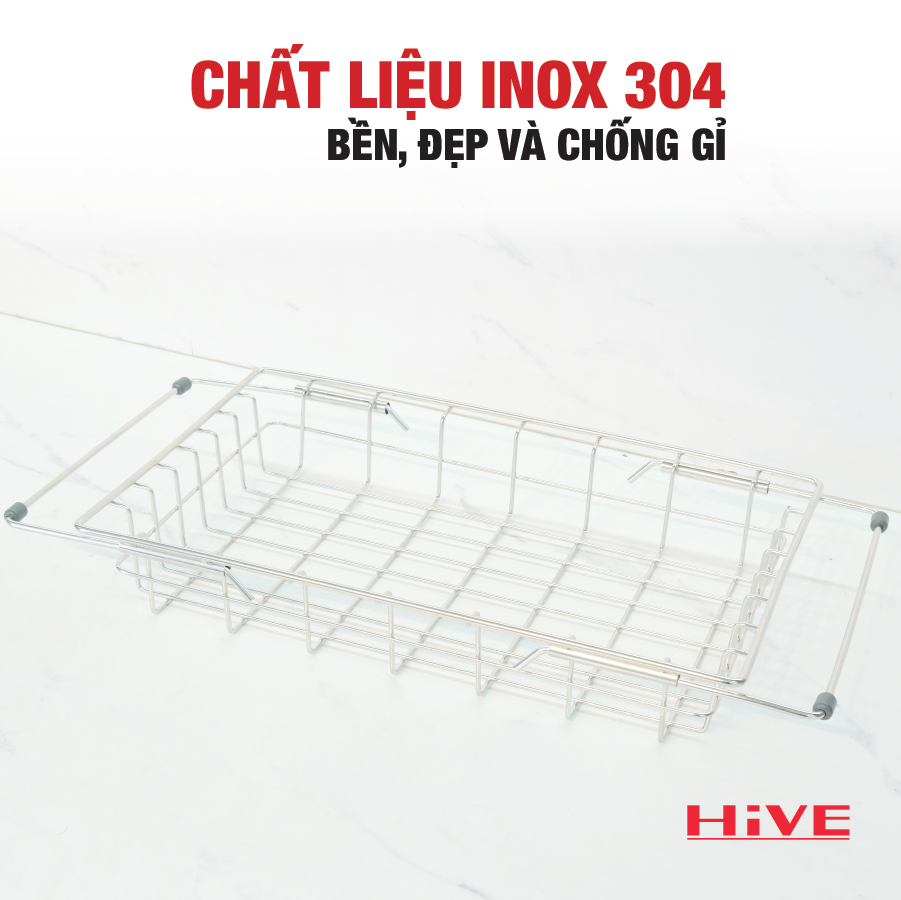 Rổ chén bát co giãn gác bồn rửa HiVE Inox 304