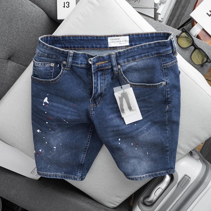 Quần short jean nam VNXK cao cấp jean co giãn ôm dáng