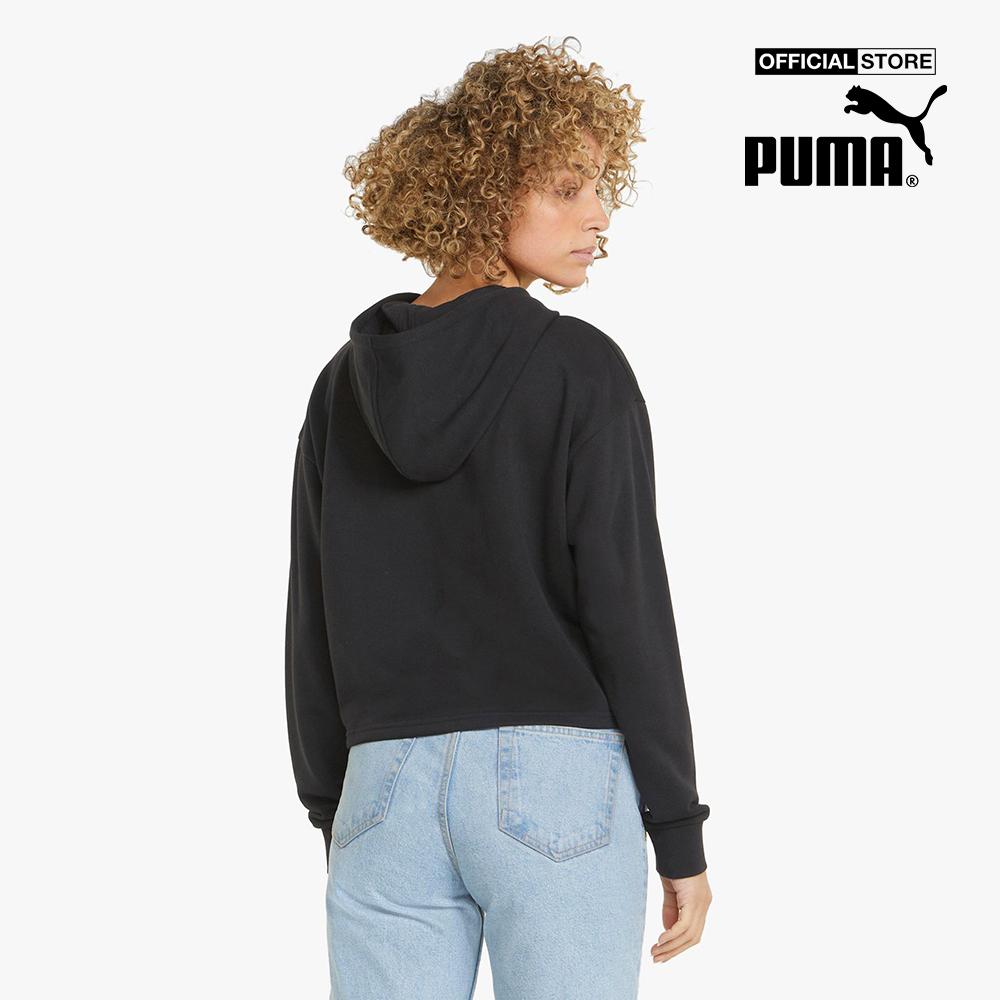 PUMA - Áo hoodie nữ dáng lửng Essentials+ Cropped Metallic 848305